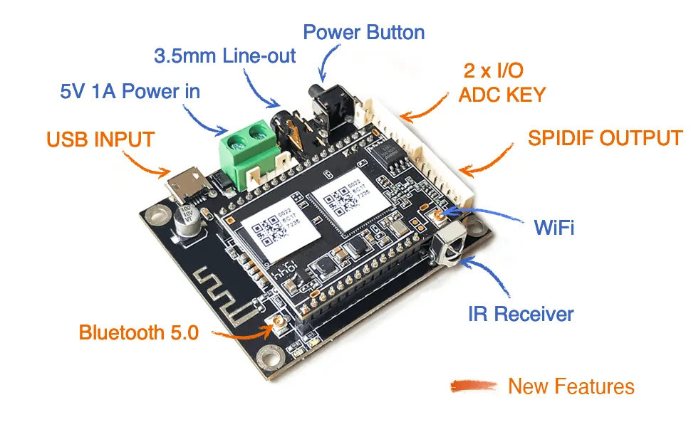 Arylic Music Streamer DIY Board - Up2stream Mini- Multiroom WiFi - Works with Home Assistant