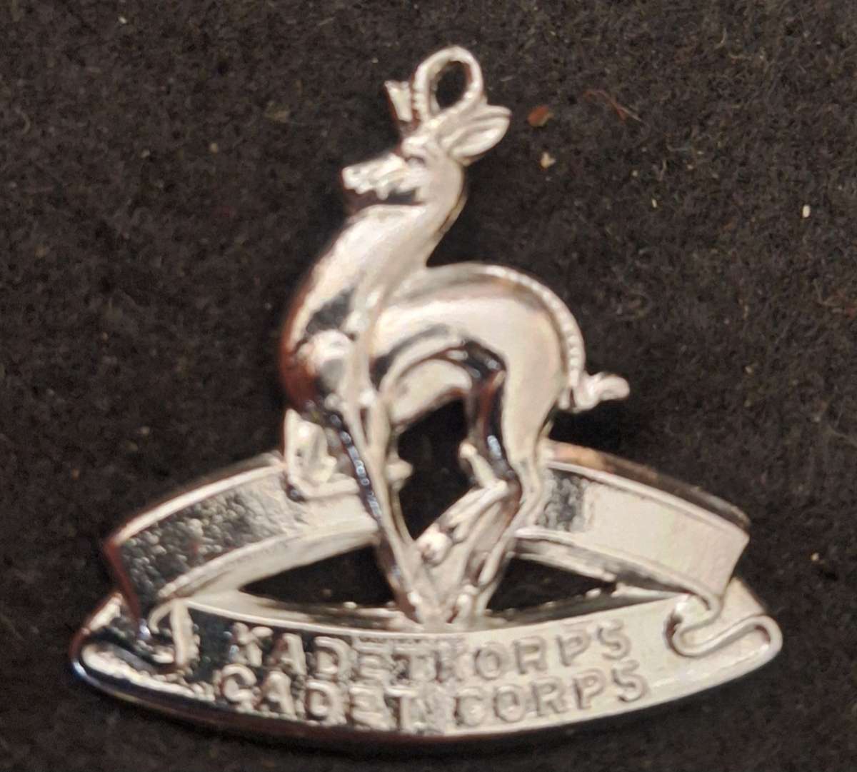 SADF - SCHOOL CADETS (SMALL TYPE) BERET BADGE - PINS INTACT
