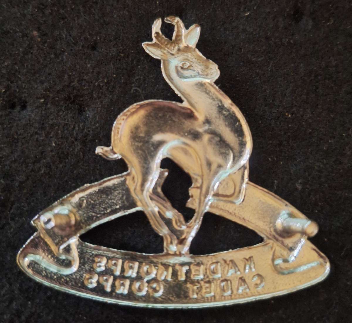 SADF - CADET CORPS CAP BADGE (LARGE TYPE) - SCREWS INTACT