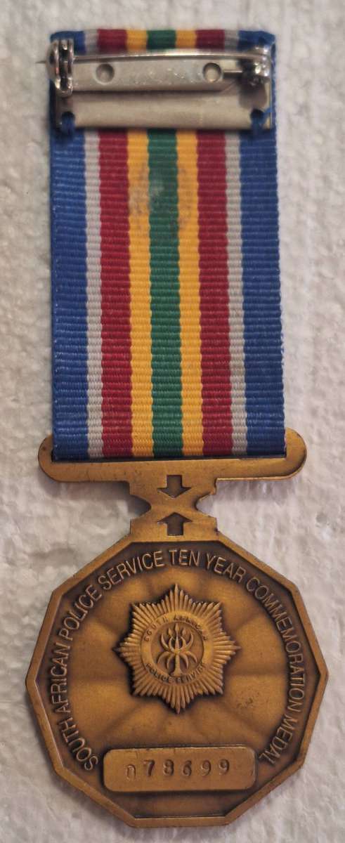 SA POLICE 10 YEAR COMMEMORATION MEDAL - FULL SIZE - NUMBERED
