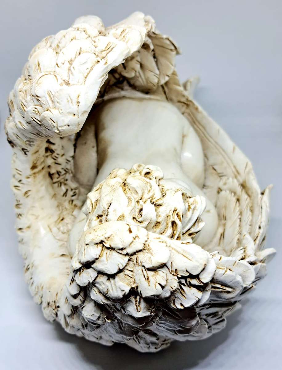 Baby Sleeping In Angel Wings Ornament - Approx 22cm Gorgeous