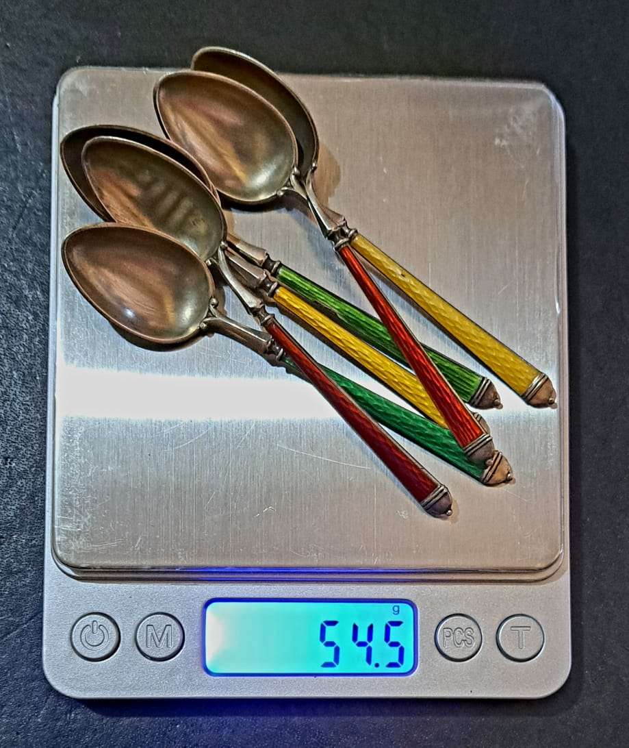 925 Sterling - Gorgeous (David Anderson) Norwegian Set Of Vintage Silver Cocktail spoons (54.5g)