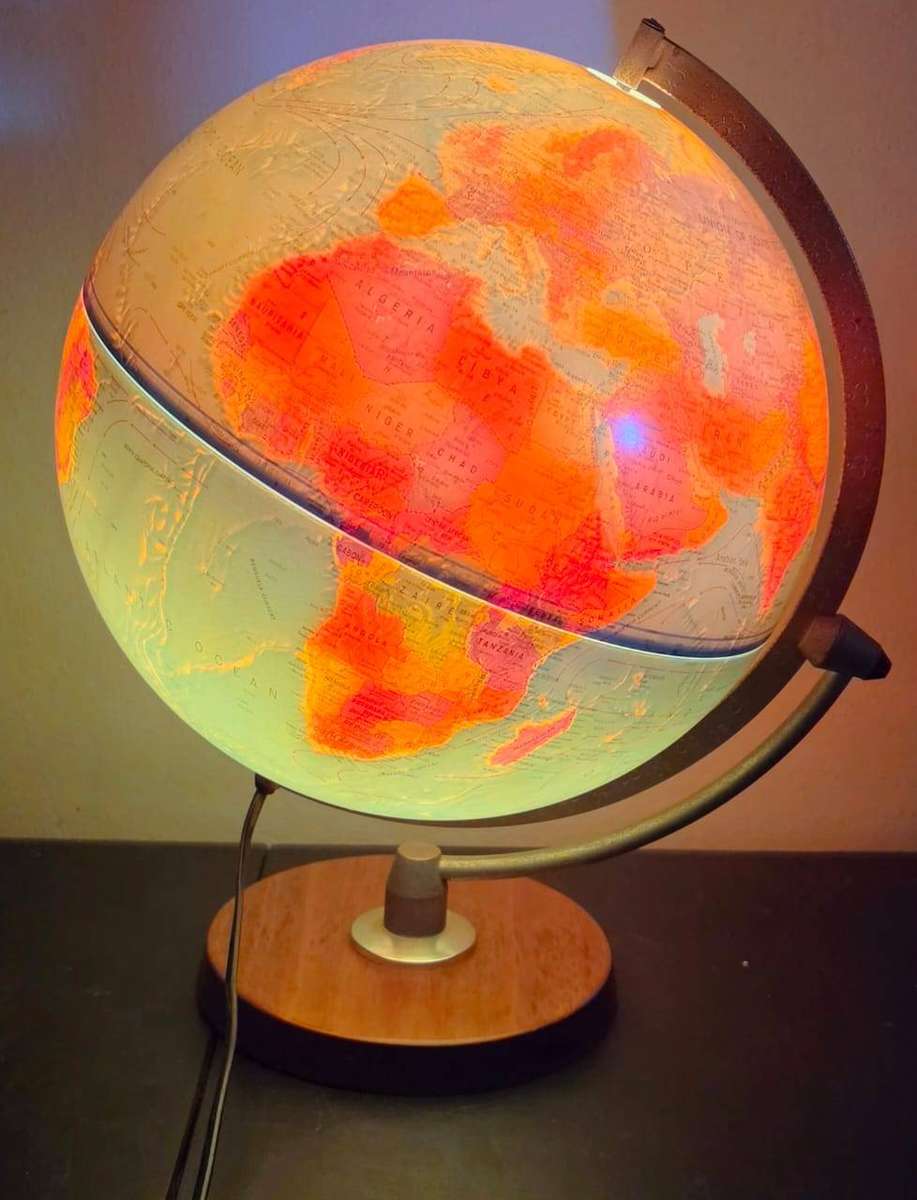 Super Rare - 1970's Swedish Made Large World Globe Lamp - Fully Functiontional 40cm x 35cm