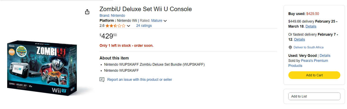 Nintendo Wii U - Zombi U Premium Game Pack, Limited Edition, Complete! Plays Wii & WiiU