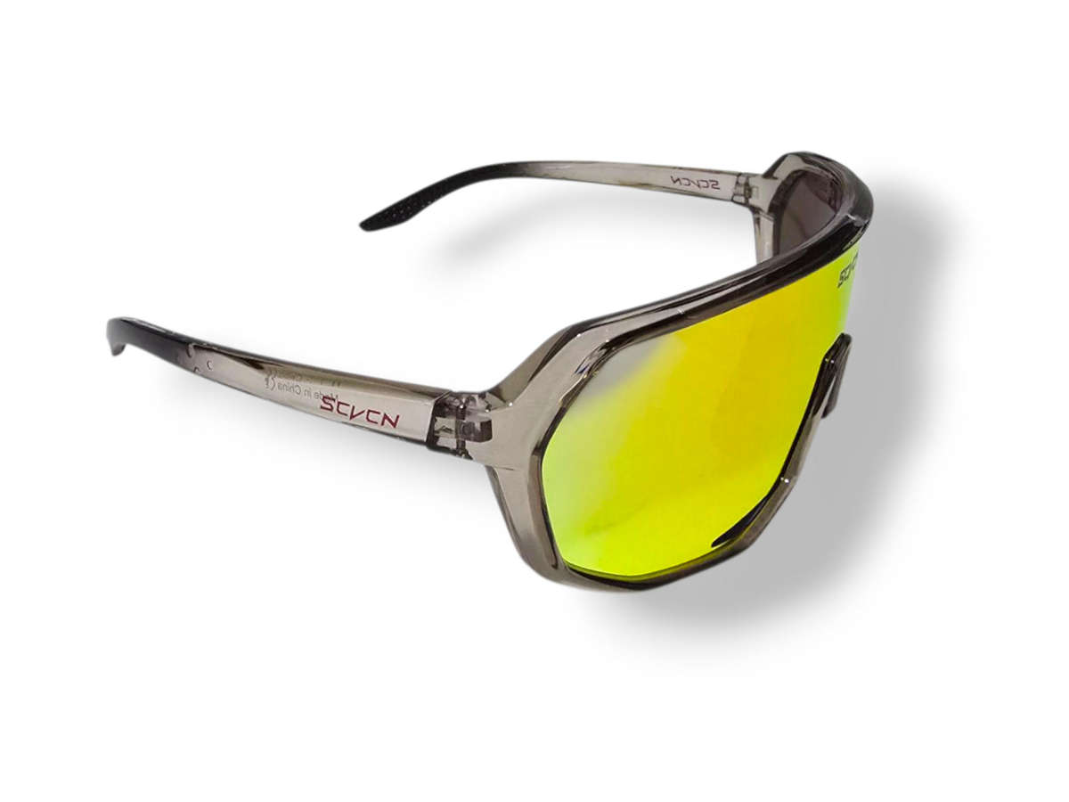 SCVCN Cycling Sunglasses - Clear Grey Frame - Multi Orange Single Lens