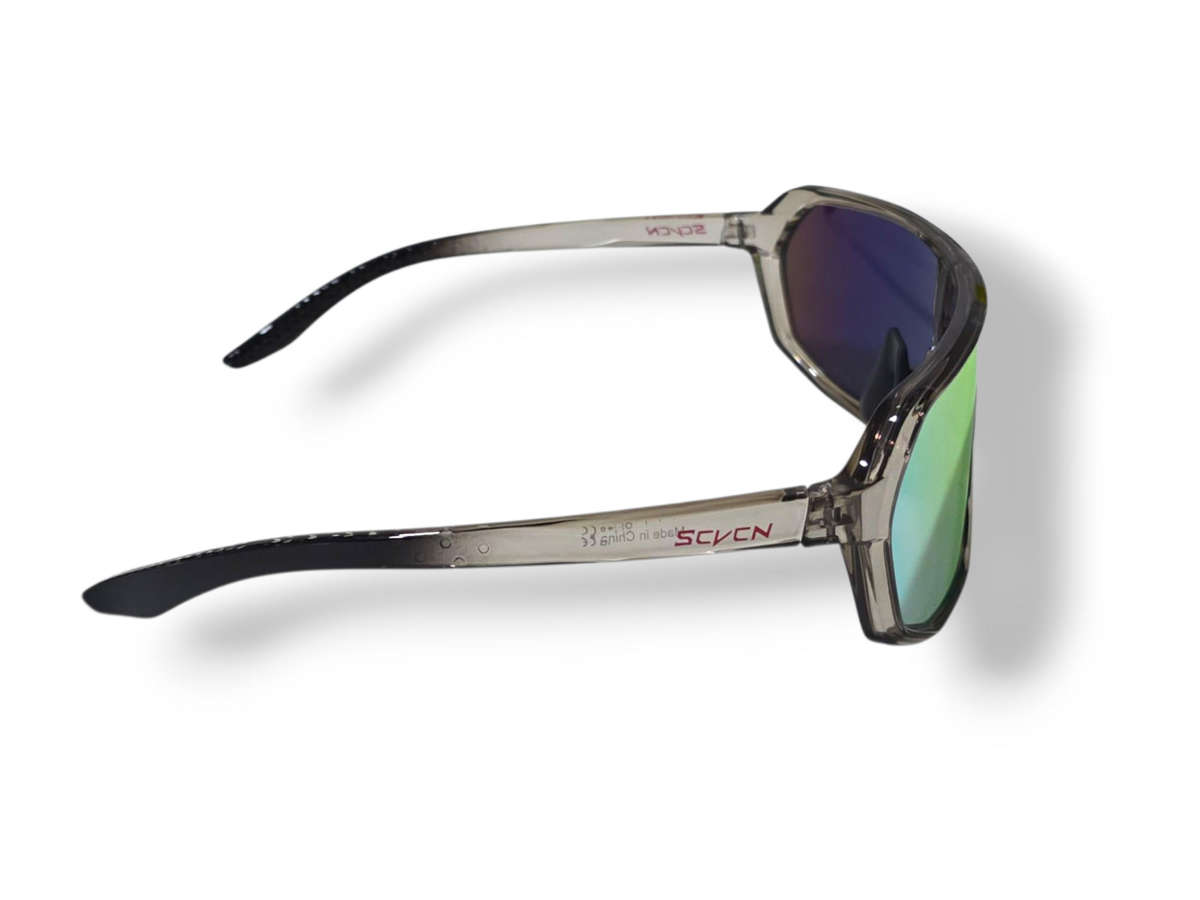 SCVCN Cycling Sunglasses - Clear Grey Frame - Multi Orange Single Lens