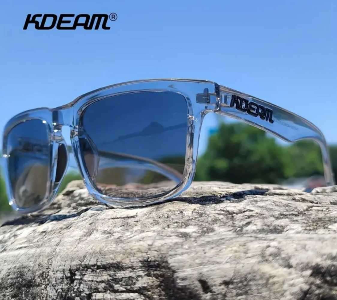 Kdeam High Quality Polarized Classic Square Sunglasses - Ice Clear Frame (Clear Tinted Lenses)