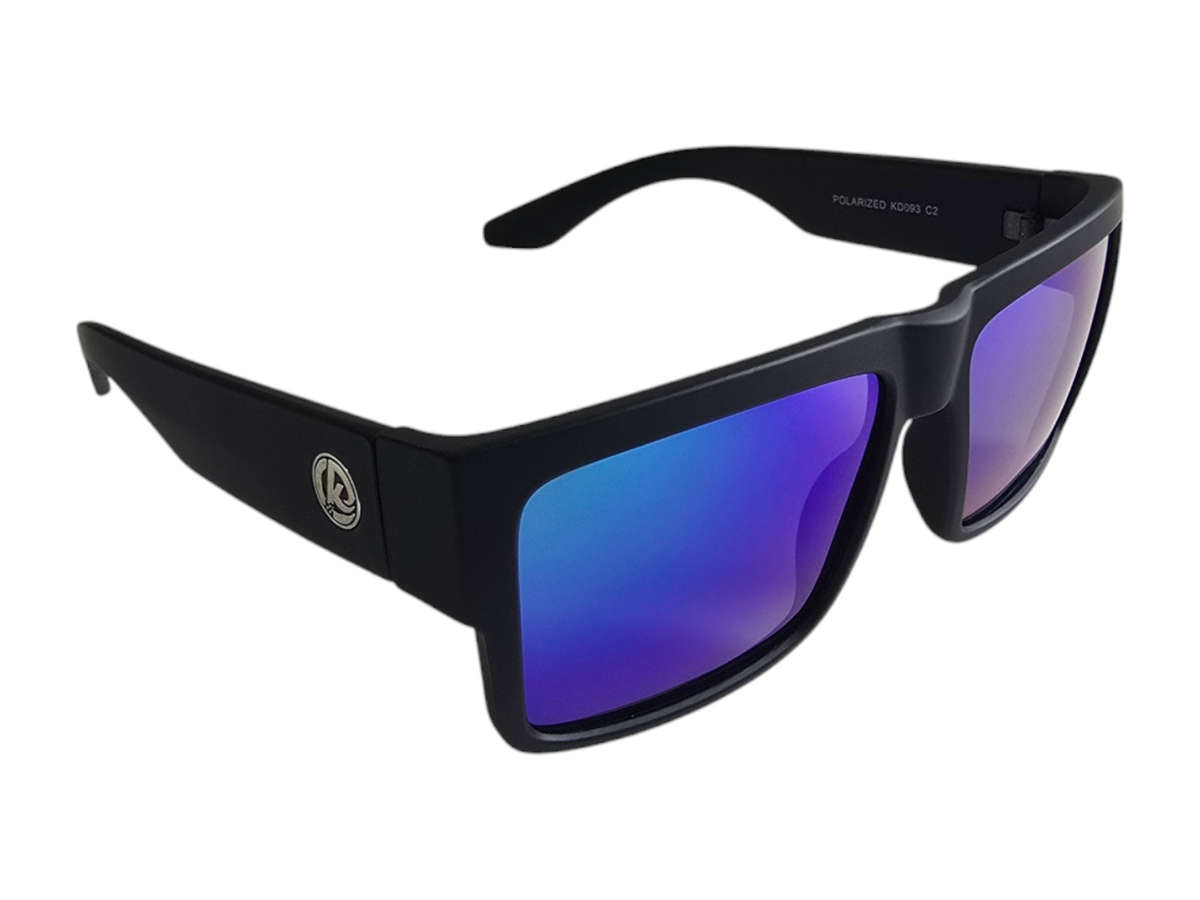 KDEAM High Quality Polarized Men's Classic Square Sunglasses - Matte Black - Green Multi Colour Lens