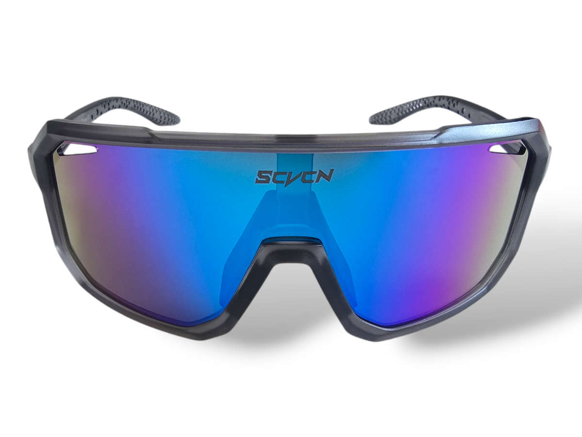 SCVCN Cycling / Cricket Sport Sunglasses Smokey Clear Frame "Blue/Purple" Lens