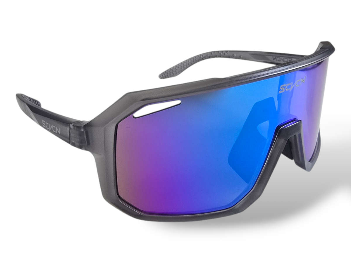 SCVCN Cycling / Cricket Sport Sunglasses Smokey Clear Frame "Blue/Purple" Lens