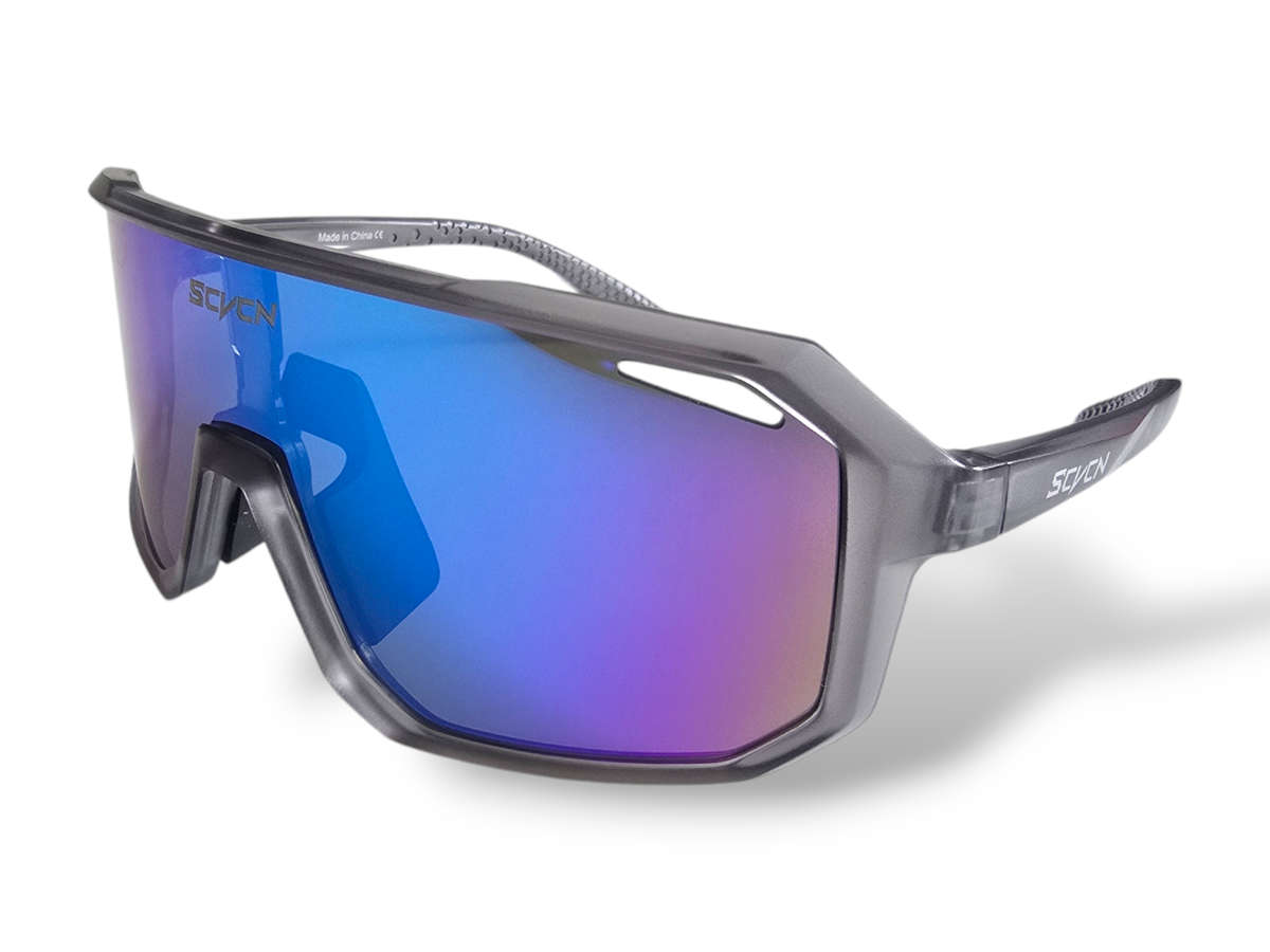 SCVCN Cycling / Cricket Sport Sunglasses Smokey Clear Frame "Blue/Purple" Lens