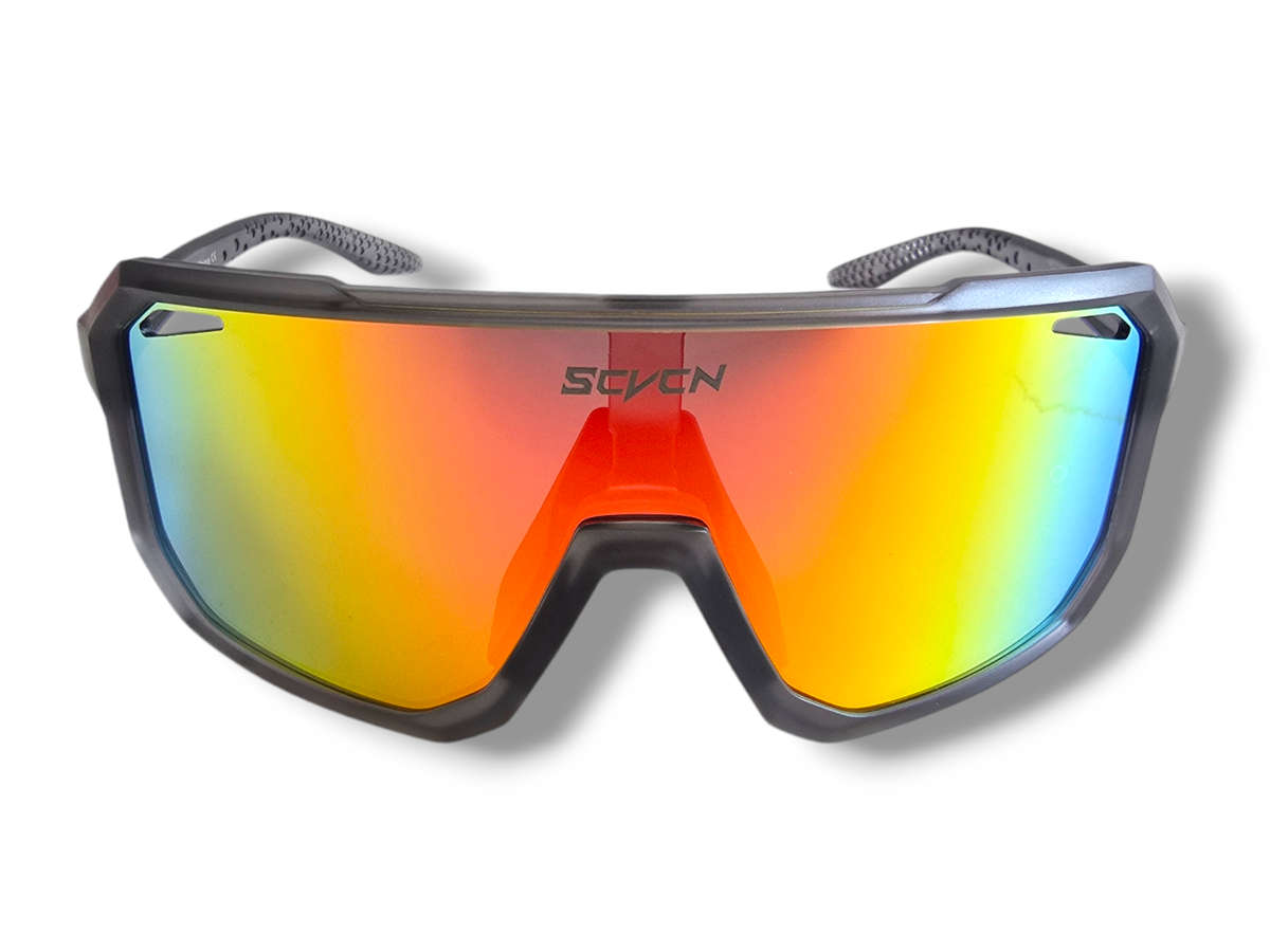 SCVCN Cycling / Cricket Sport Sunglasses Smokey Clear Frame "Orange Multicolour" Lens