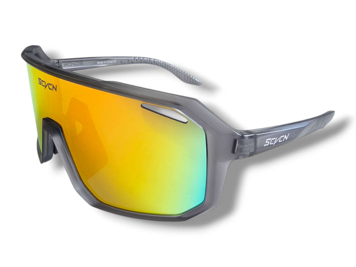 SCVCN Cycling / Cricket Sport Sunglasses Smokey Clear Frame "Orange Multicolour" Lens