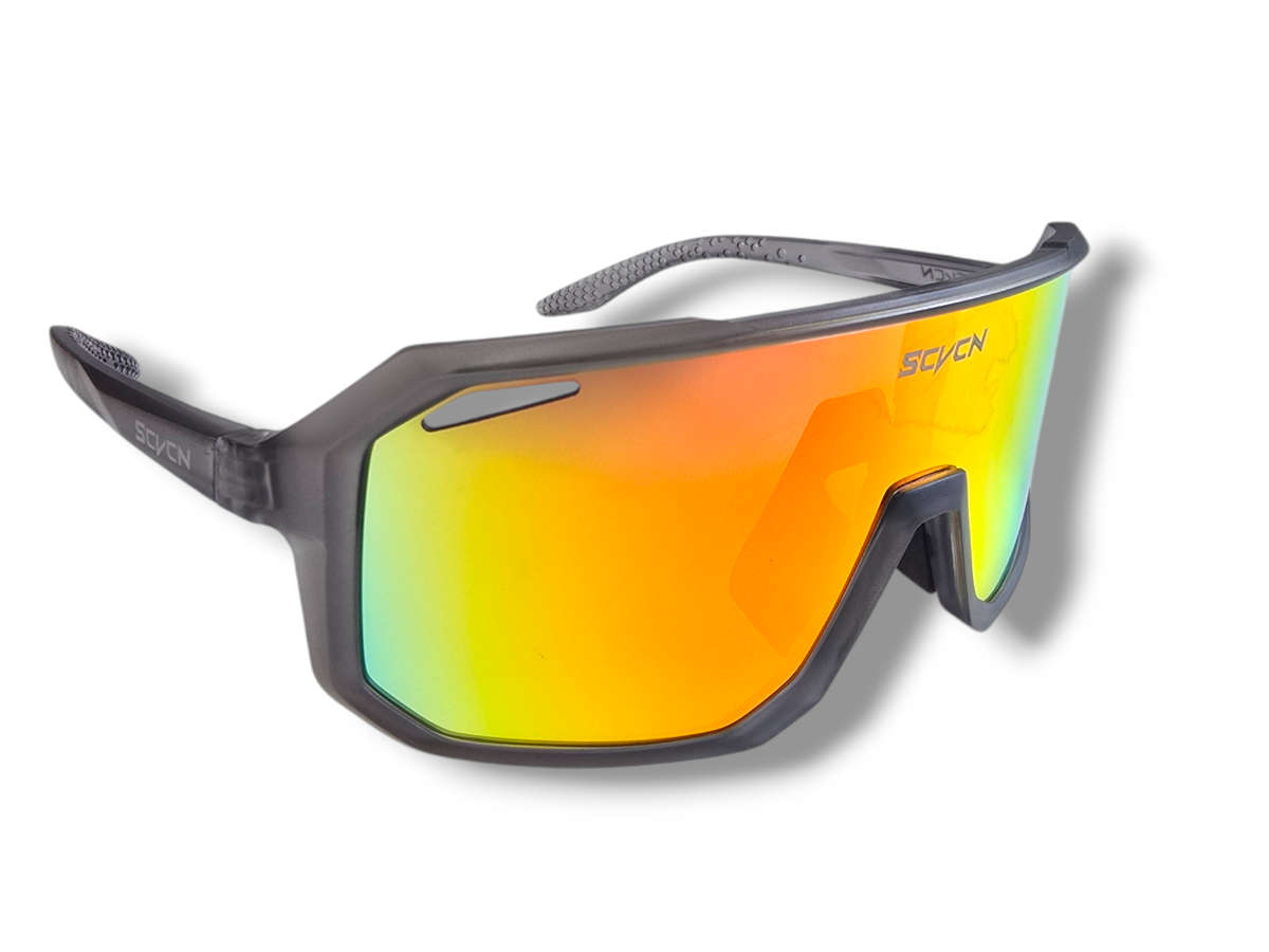 SCVCN Cycling / Cricket Sport Sunglasses Smokey Clear Frame "Orange Multicolour" Lens