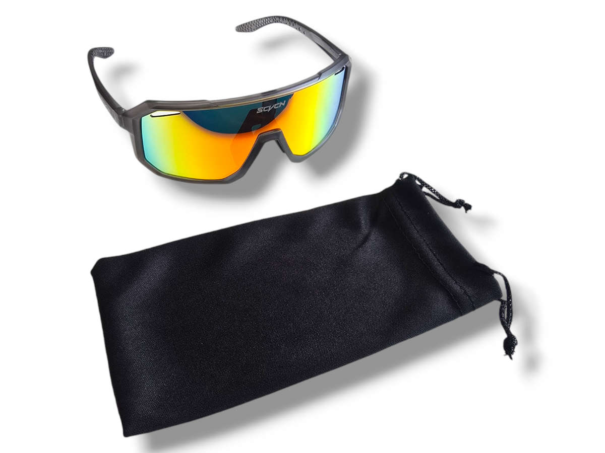 SCVCN Cycling / Cricket Sport Sunglasses Smokey Clear Frame "Orange Multicolour" Lens