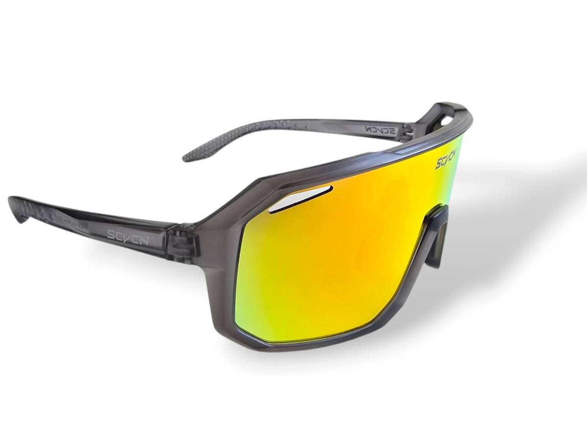 SCVCN Cycling / Cricket Sport Sunglasses Classic Smokey Clear Frame "Multi-colour Orange" Lens