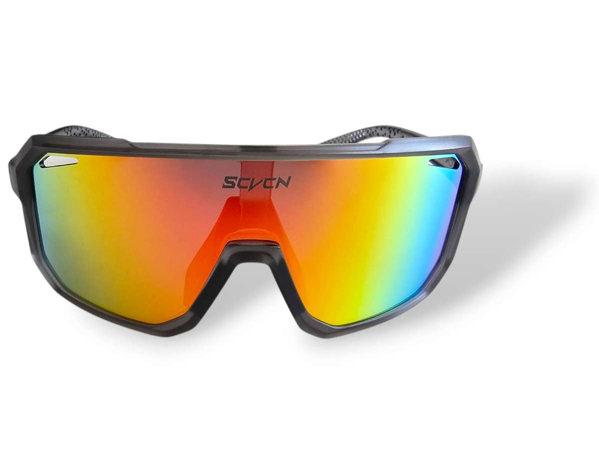 SCVCN Cycling / Cricket Sport Sunglasses Classic Smokey Clear Frame "Multi-colour Orange" Lens