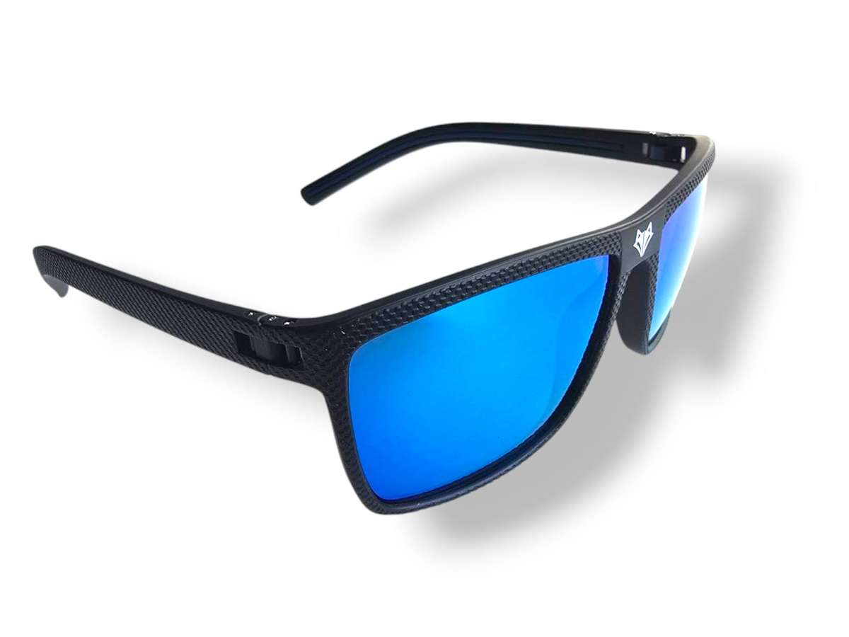 NEW! SEPFOX Polarized Sunglasses -  Textured Matte Black Frame - Ice Blue Polarized Lenses