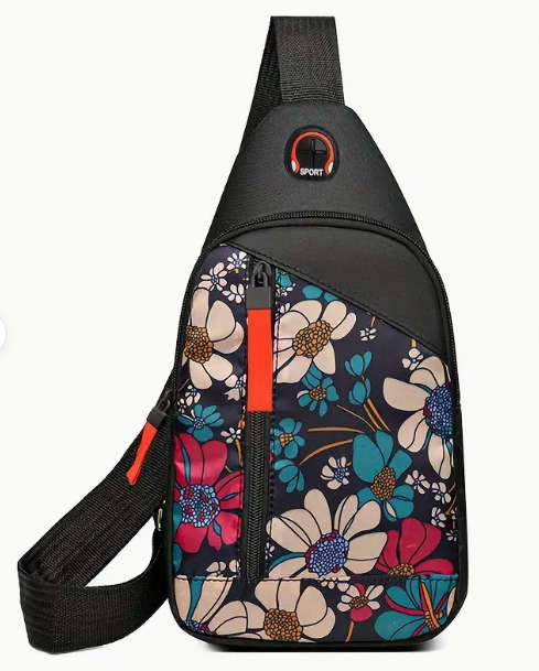 Ladies Floral Sports Cross body Bag - Multi - function Casual Style