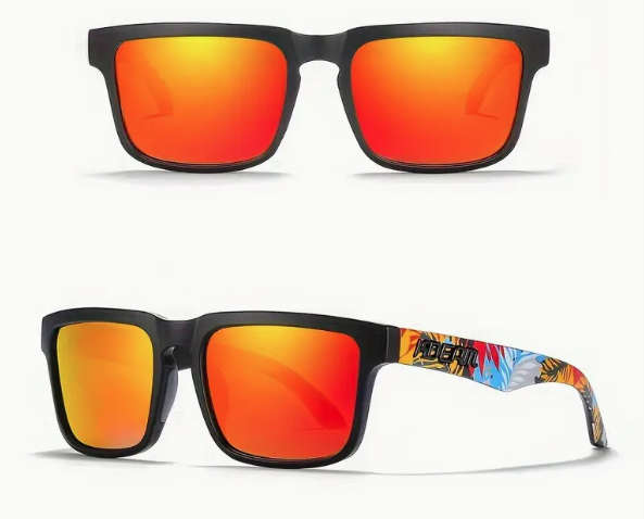 Kdeam High Quality Polarized Classic Square Sunglasses - Tropical Summer (Black Frame)!