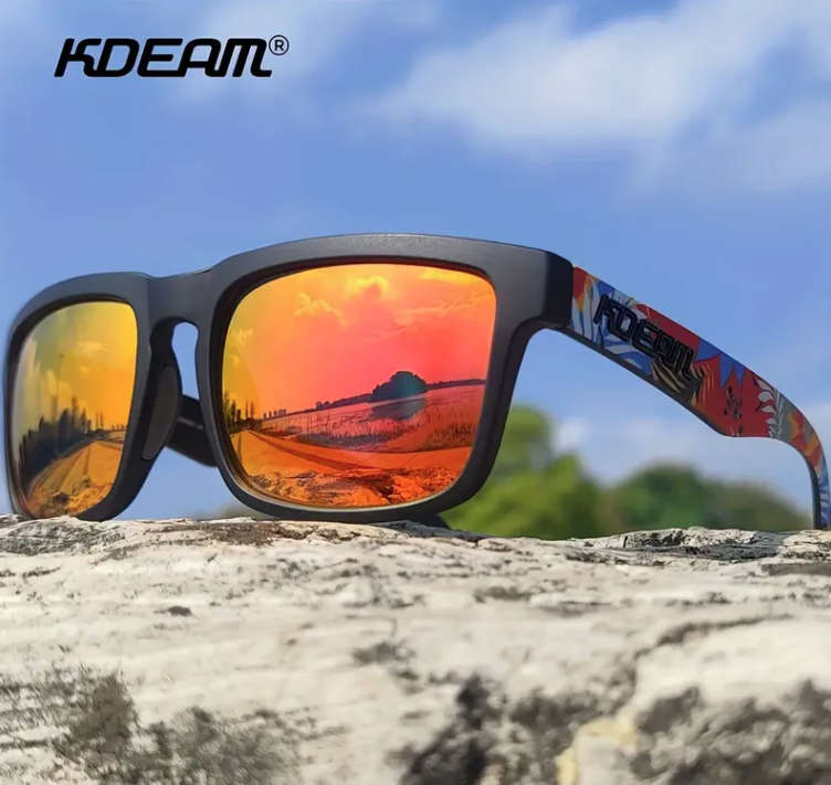 Kdeam High Quality Polarized Classic Square Sunglasses - Tropical Summer (Black Frame)!
