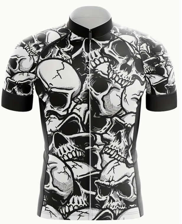 Skull Print Cycling Jersey