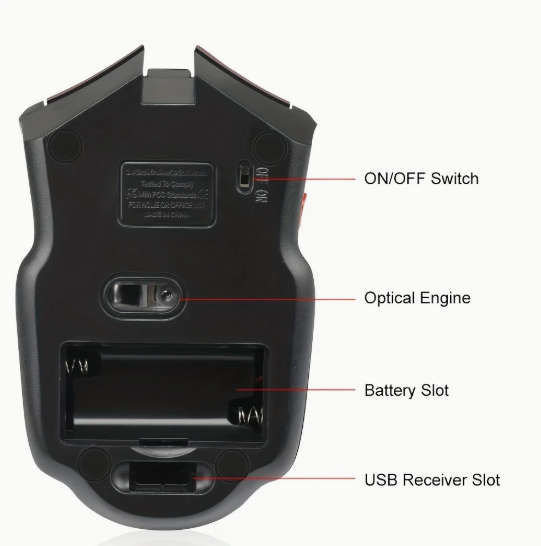 RED Wireless 2.4Ghz Mouse - with USB Receiver (AAA Batteries Included)