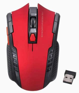 RED Wireless 2.4Ghz Mouse - with USB Receiver (AAA Batteries Included)
