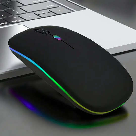 Black Illuminated Wireless 2.4Ghz Mouse - with USB Receiver (Requires AAA Batteries - Included)