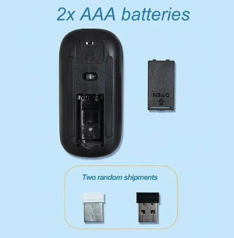 Black Illuminated Wireless 2.4Ghz Mouse - with USB Receiver (Requires AAA Batteries - Included)