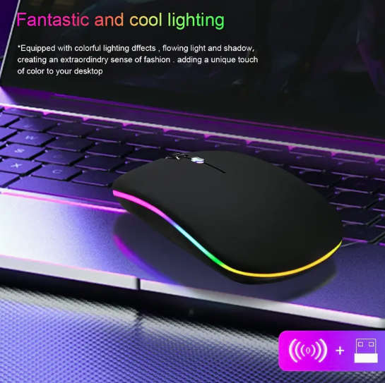 Black Illuminated Wireless 2.4Ghz Mouse - with USB Receiver (Requires AAA Batteries - Included)