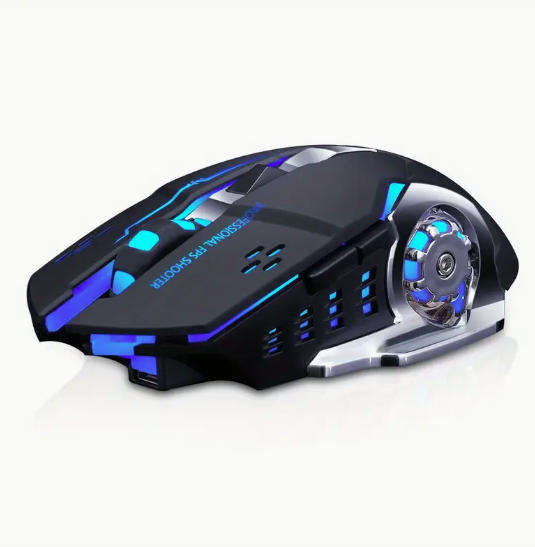 LED Illuminated Wireless 2.4Ghz + Bluetooth Gamers Mouse - Rechargable - Soft Touch + USB Receiver