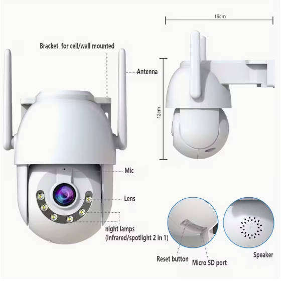 WEATHERPROOF - Outdoor Pan/Tilt WIFI CCTV Security Camera, Night Vision, Motion Detect - App Control