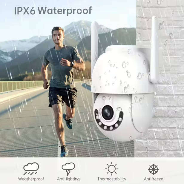 WEATHERPROOF - Outdoor Pan/Tilt WIFI CCTV Security Camera, Night Vision, Motion Detect - App Control