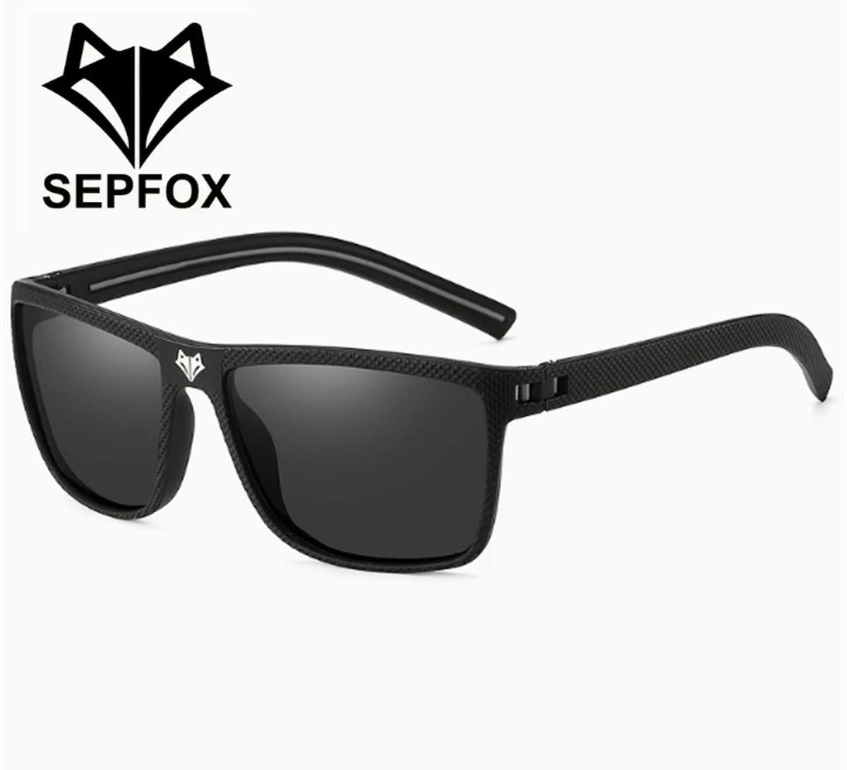 NEW! SEPFOX Polarized Sunglasses -  Textured Matte Black Frame - Black Polarized Lenses