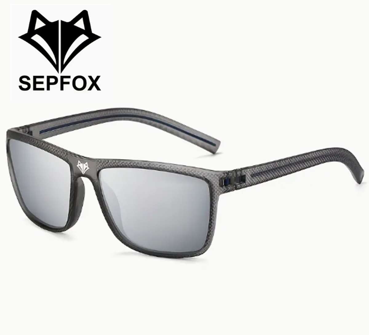 LAST PAIR! SEPFOX Polarized Sunglasses -  Textured Clear Dark Grey Frame - Grey Polarized Lenses