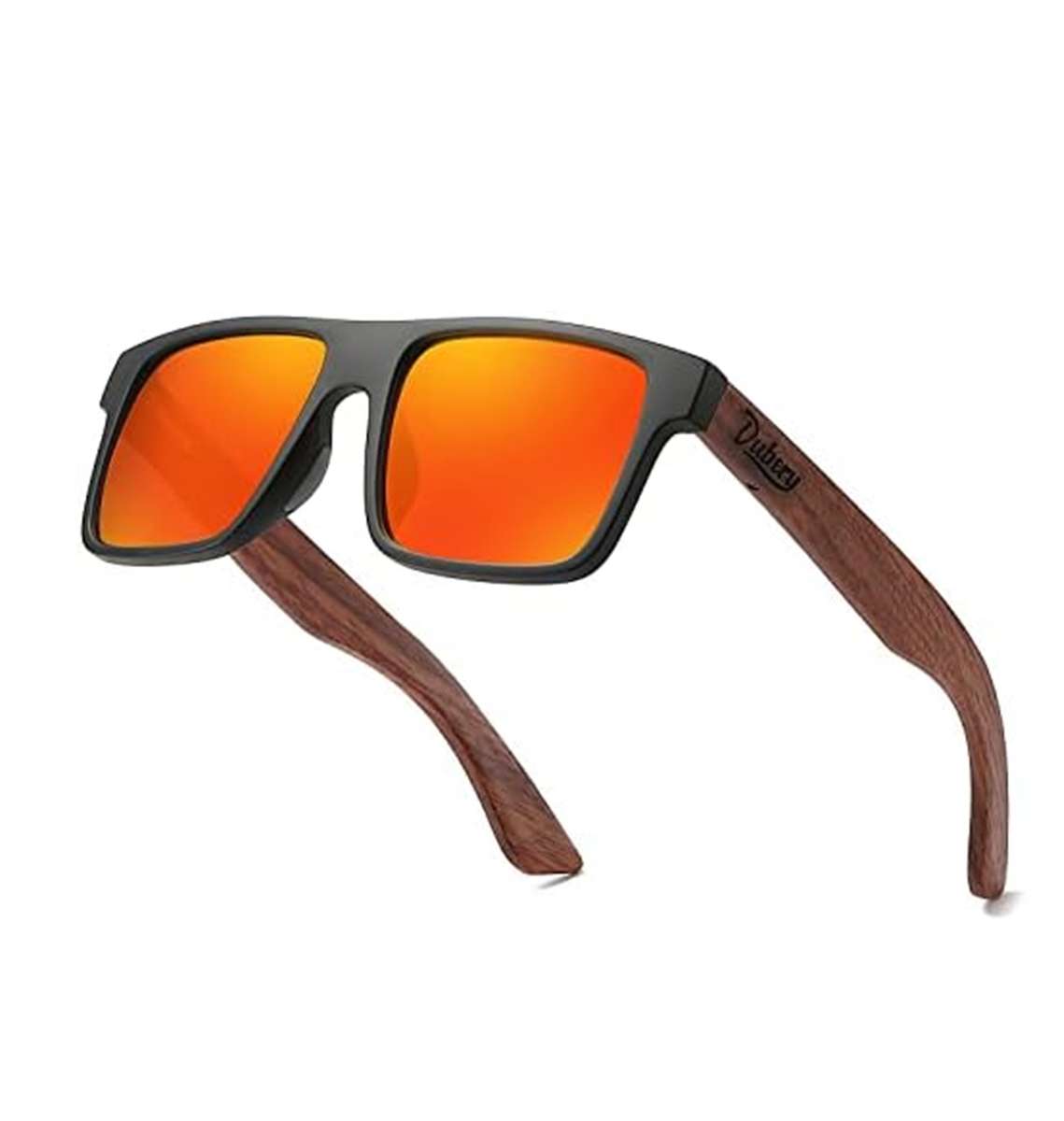Dubery High Quality Polarized Sunglasses Orange - Wooden
