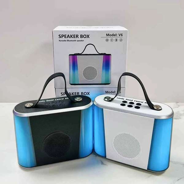 Large V6 Rechargeable Bluetooth Speaker with RGB Lights and TF Card Slot