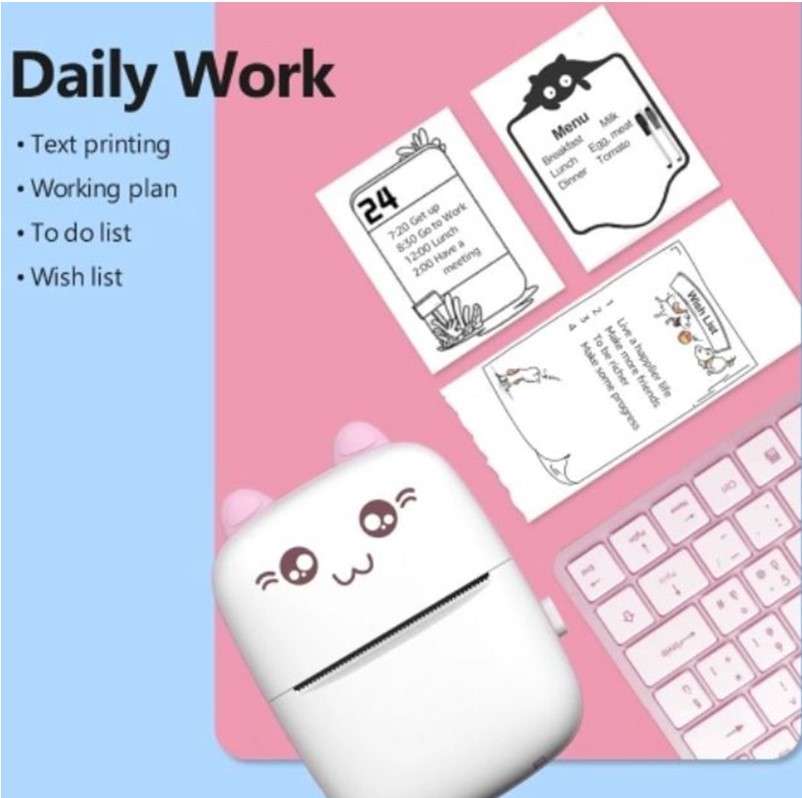 Portable Wireless Bluetooth Thermal Instant Photo Printer for iPhone/Android, USB Rechargeable