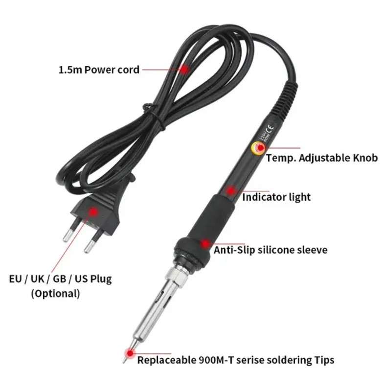 Complete Soldering Iron Kit - 60W Soldering Iron Adjustable Temperature with Accessories