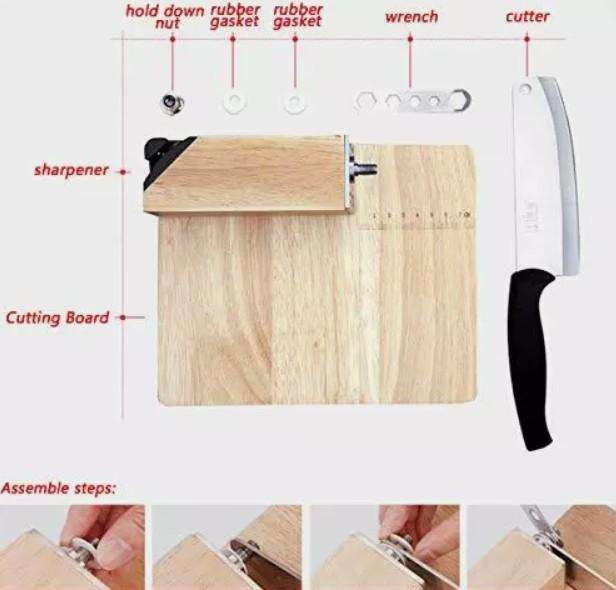 Multi Purpose Biltong, Cheese & Veggie Knife & Slicer With Wood Cutting Board