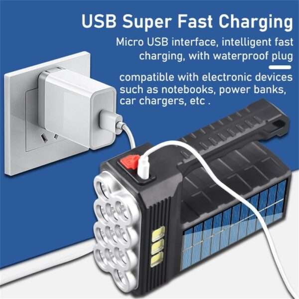 Solar Powered Multi-functional Super Bright Searchlight 11LED+COB - Shines up to 2000m!!!