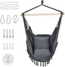 Hanging Rope Swing Chair with 2 Seat Cushions & Installation Kit