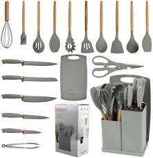20Piece Non-Toxic Silicone Cooking Utensils Set with Holder - Heat-Resistant Kitchen Aid Accessories