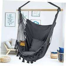 Hanging Rope Swing Chair with 2 Seat Cushions & Installation Kit