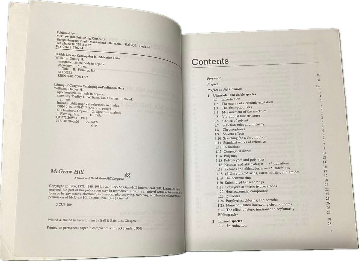 Spectroscopic Methods in Organic Chemistry - 5th Edition by Dudley H. Williams & Ian Fleming
