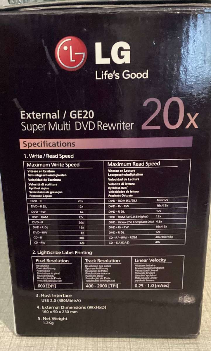 LG External GE20 20x Super Multi DVD Rewriter