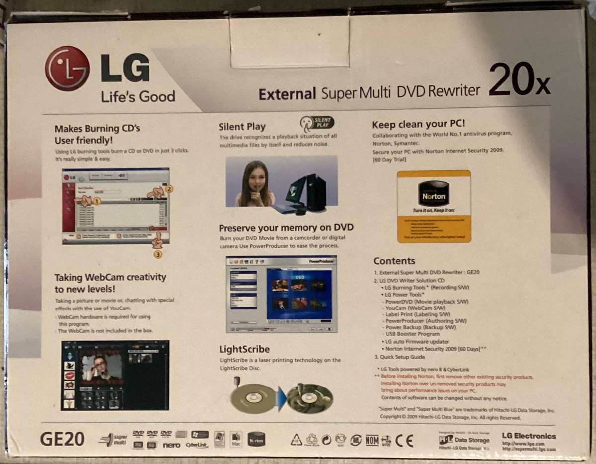 LG External GE20 20x Super Multi DVD Rewriter