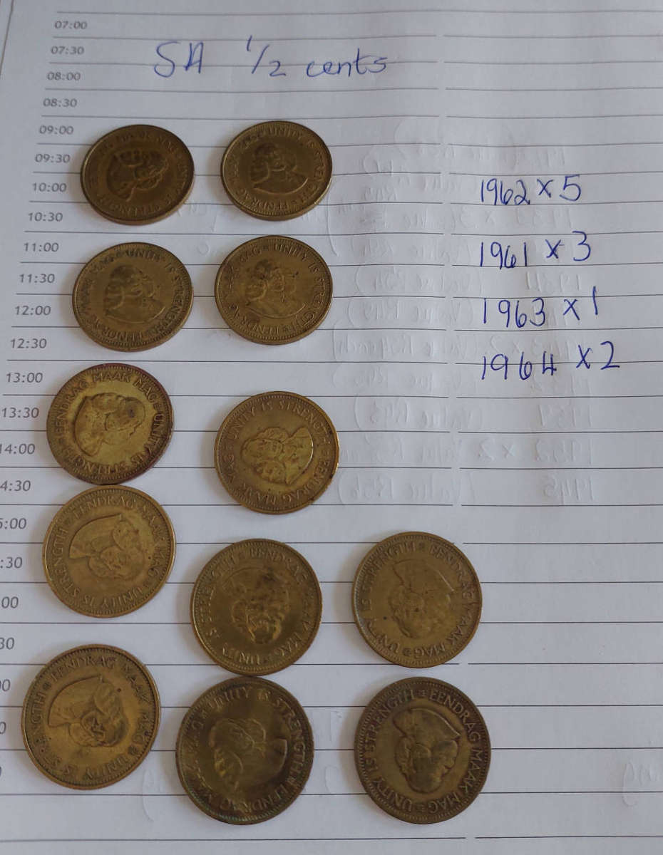 South Africa 1/2 cents Lot of 11