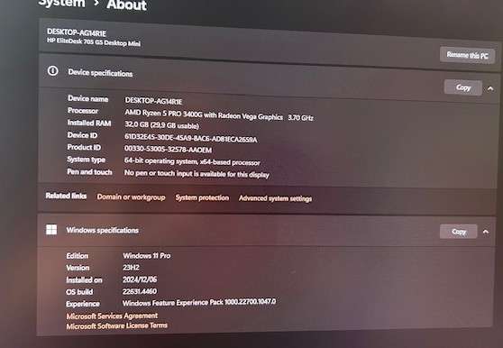 HP EliteDesk 705 G5 AMD Ryzen 5 Pro 3400 512GB SSD 1TB HDD 32GB RAM Mini PC